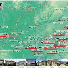 世界遺産ロワール渓谷の古城群の地図
