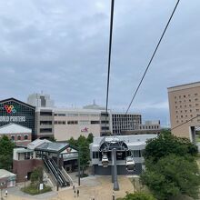 YOKOHAMA AIR CABINから見た運河パーク駅の様