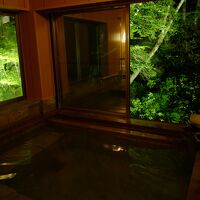 予約制無料の貸切温泉「滝見の湯」の様子。景色もなかなか。