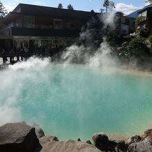 向こうの売店2階が展望台