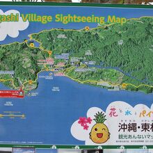 周辺の観光スポットがわかりやすい観光案内マップ。