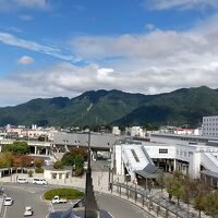 窓からは緑の山並みも