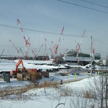 北広島手前では新球場建設中でした