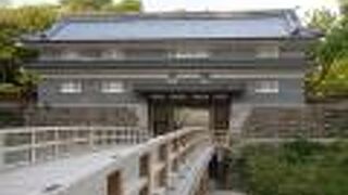 黒漆喰の珍しくも美しい門