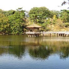 鷺池に浮かぶ浮見堂