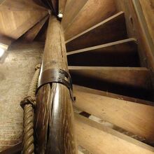 狭い螺旋階段で上ります。最初は石造りですが途中からは木製隣3