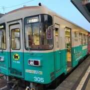 一両編成のローカル列車ですが、色々なラッピング列車があって楽しい!