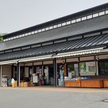 この道の駅前には、ポケモン絵柄のマンホール蓋が。（画像右端）