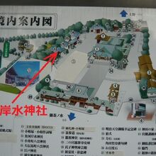 神田明神の中の魚河岸水神社の場所を示す案内図です。