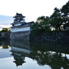 お堀の水面に映る富山城