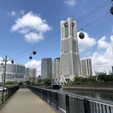 ロープウェイの下の、水際のさんぽ道