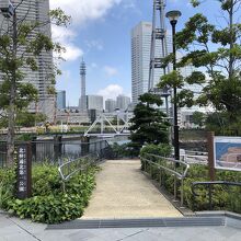 桜木町駅側、公園の入口