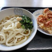 かけうんどん（小・温）＋芝えびかき揚げ