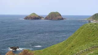 大野亀から見ると二匹の亀に見えます。