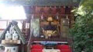 大きな獅子の頭部が奉納されています。