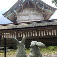 「素鵞社」から「御本殿」を眺める　２羽のうさぎ