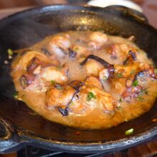 地タコ陶板踊り焼きのタコの焼き上がりです