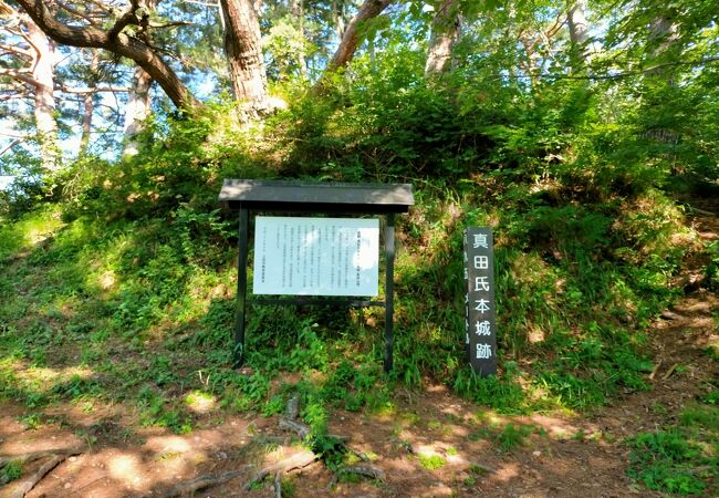 上田市を眼下に見下ろす山の上には真田本城跡の看板だけ残っていました
