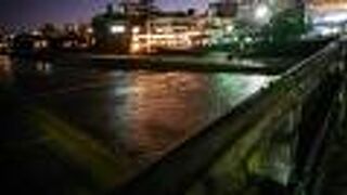 橋の上の歩道からの夜景が綺麗でした