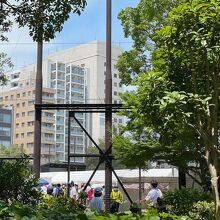 聖火リレーで閉鎖されたグランド