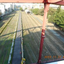 橋の上から見るレール