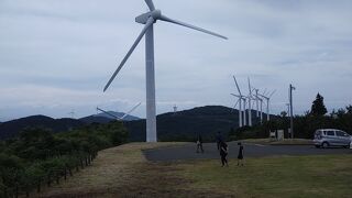 風力発電の風車が並ぶ丘