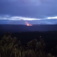 レストランの外（バルコニー）から見えた火口