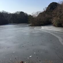 氷結した室池（１月）