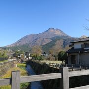 湯布院散策中、由布岳を見ることができました。