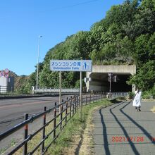 駐車場から100ｍ位先に有ります