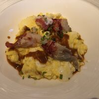 オマール海老のスクランブルエッグ。ラウンジの朝食で一番好き！