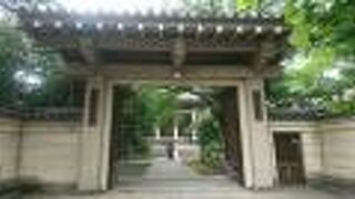 独特なデザインの山門と本堂が印象的