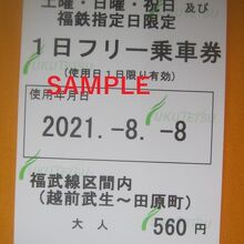 １日フリー乗車券は駅の自販機（西鯖江）で購入出来ました。