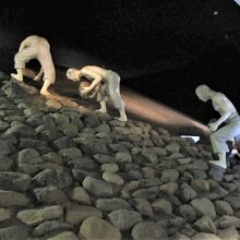 古墳造りのジオラマ展示