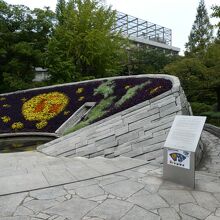 紫・黄・緑・橙の花や植物が丁寧に移植されてます