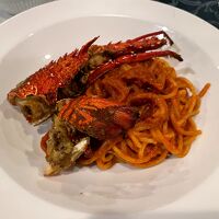 １日目の夕食（イタリアン：伊勢エビのパスタ）