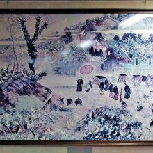 徳川家慶が日光参詣時に野田のさぎ山に立ち寄った絵（の写真）