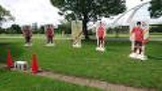 Jリーグの試合開催日らしいパネルが置かれていました