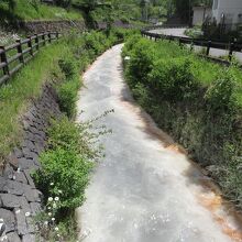 中和反応で変色した川の水