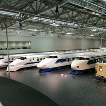 歴代新幹線がズラリと並ぶ