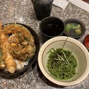 野菜天丼と茶そばのセット