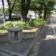 公園内になまこ塀と竹が植えられています