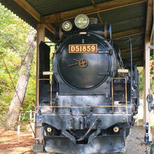 岩の下には、Ｄ５１が展示されている。