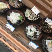 ラーメンに押しのけられて、日本蕎麦系のサンプルも下段に…
