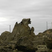 背後から見た「ゴジラ岩」