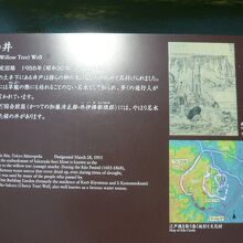 三宅坂の道路沿いには、柳の井戸の解説板が置かれています。