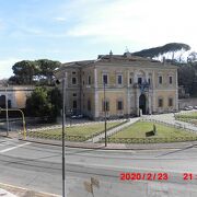 広いボルゲーゼ公園の北寄りにあるヴィラ・ジュリア国立博物館の建物