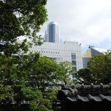 小石川後楽園から東京ドームホテルが見えます