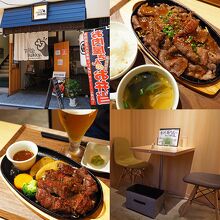 牛ステーキランチと、長崎和牛出島ばらいろ焼肉ランチ