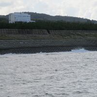 手前は日本海、砂防林に守られるように佇むホテル。